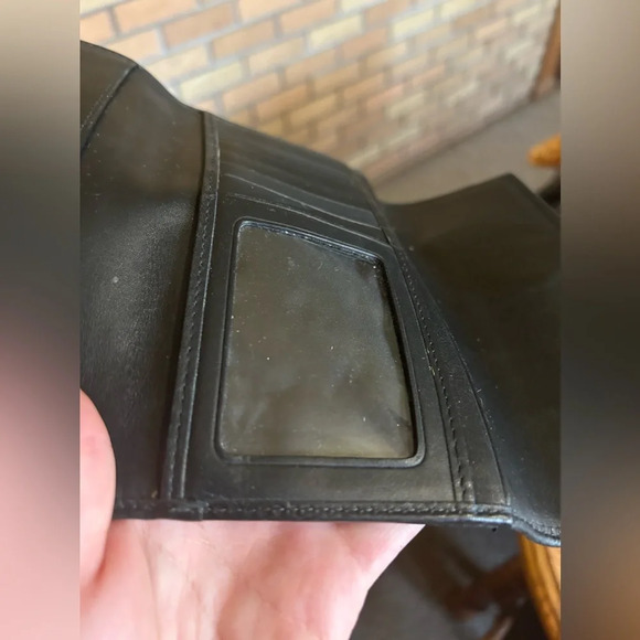 Vintage Coach Signature 2 Piece Black Canvas Leather Monogram Wallet Trifold - Picture 4 of 6